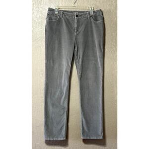 J. Jill Women's Corduroy Gray Slim Leg Pants Cotton Stretch Mid Rise Size 12